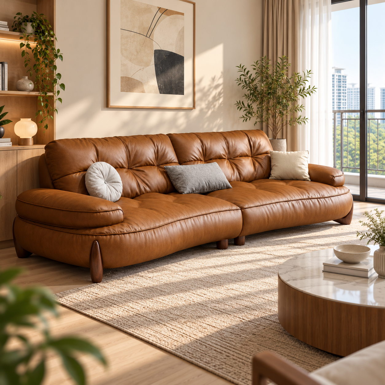 Elvaneo Leather Sofa