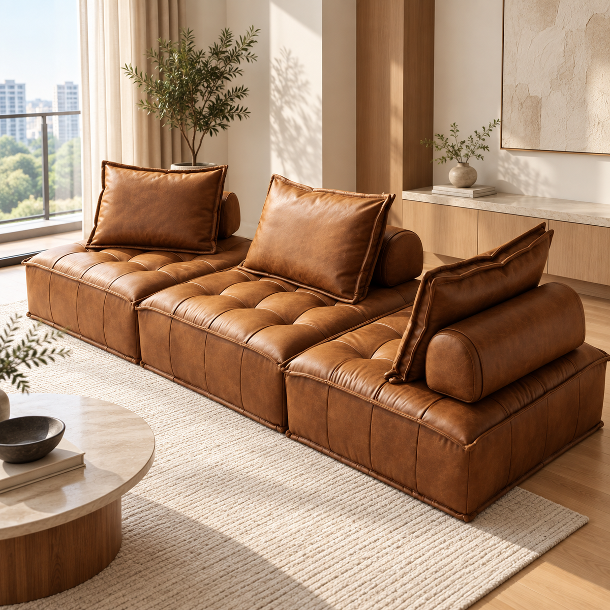 Morcello Faux Leather Sofa