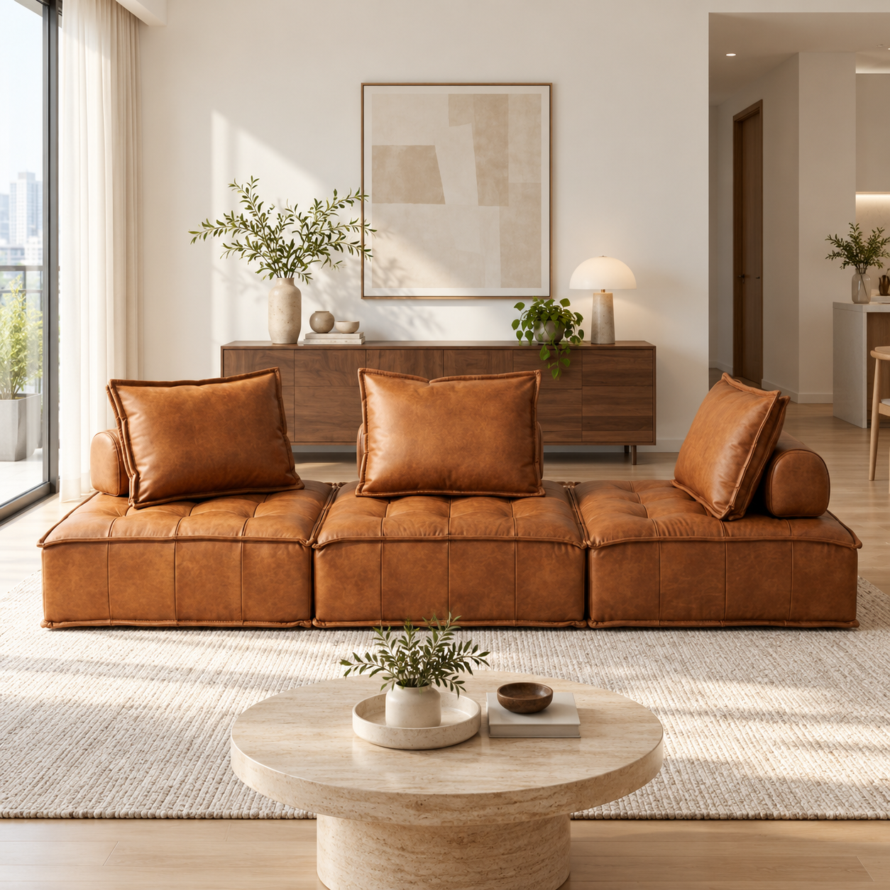 Morcello Faux Leather Sofa