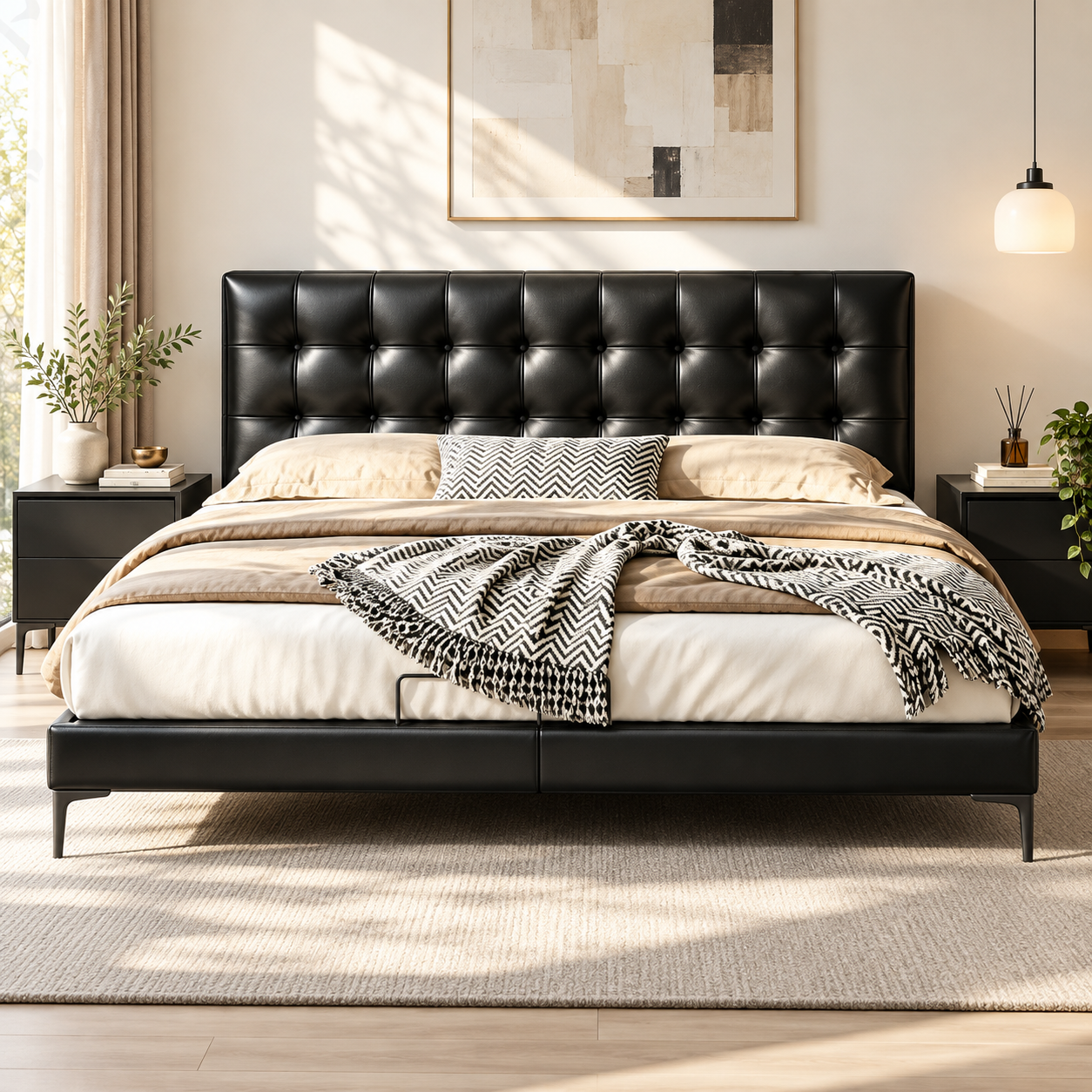 Cirelva Genuine Leather Bed Frame