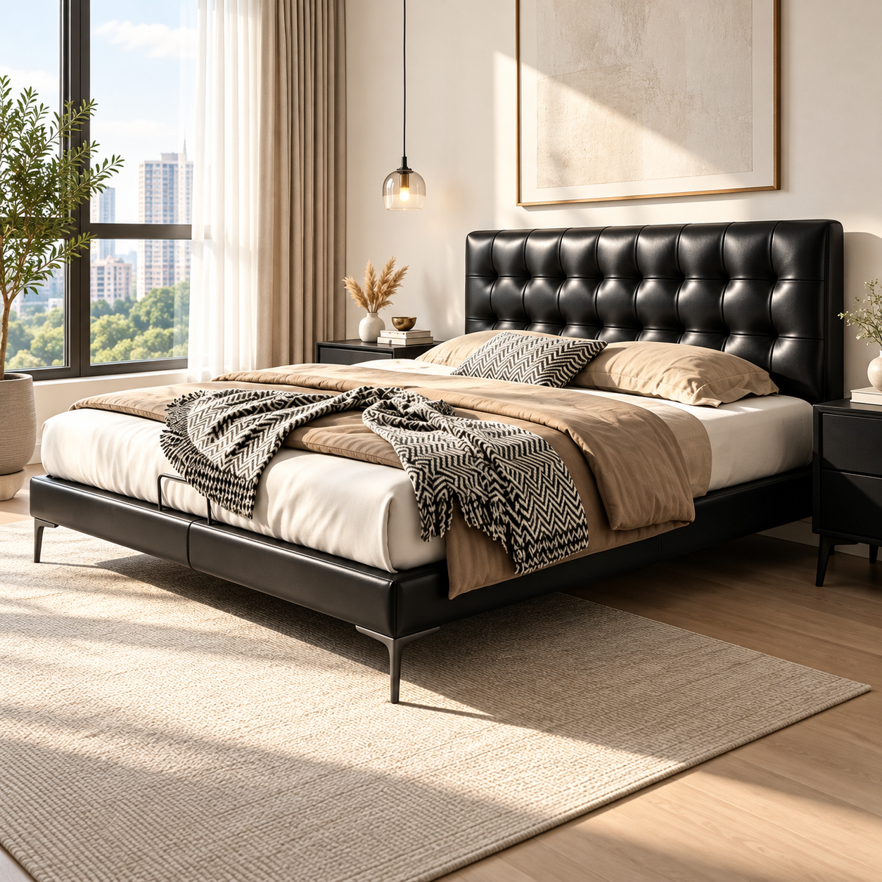 Cirelva Genuine Leather Bed Frame