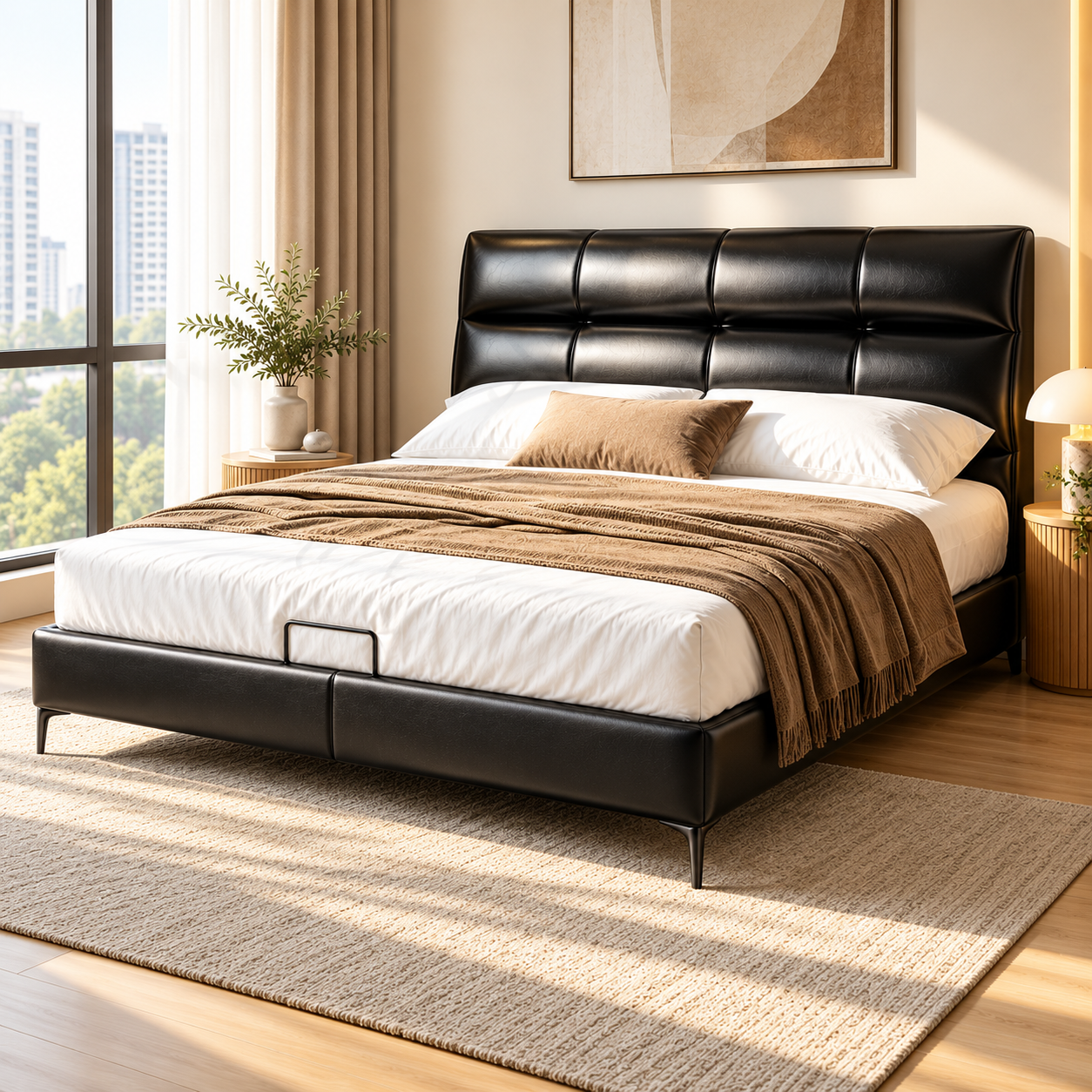 Tavonra Leather Bed Frame