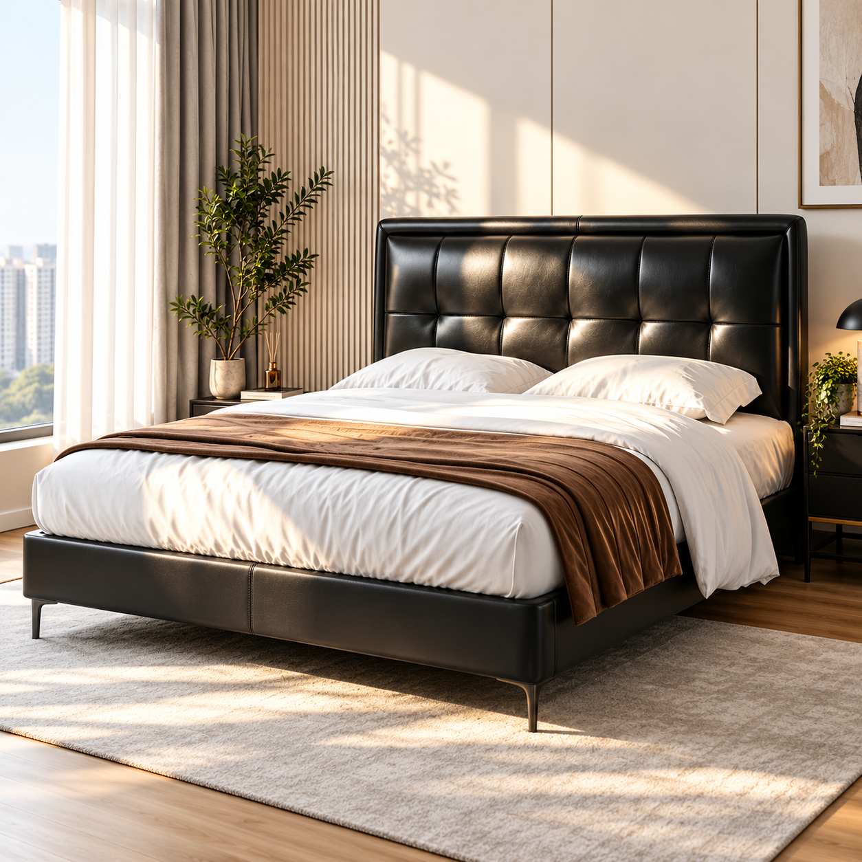 Morcelia Genuine Leather Bed Frame