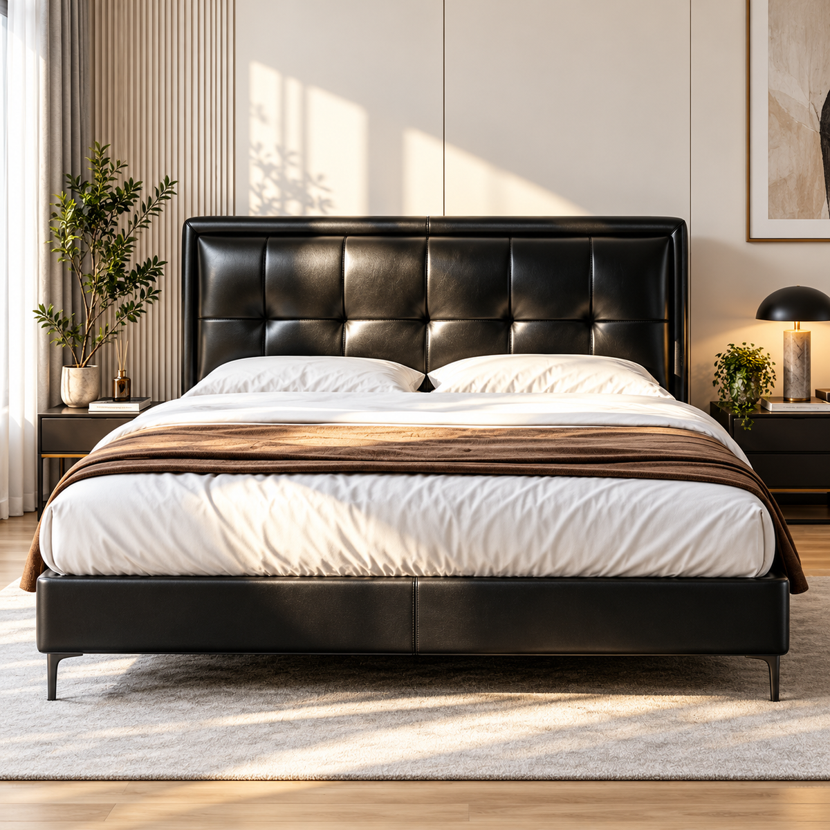 Morcelia Genuine Leather Bed Frame