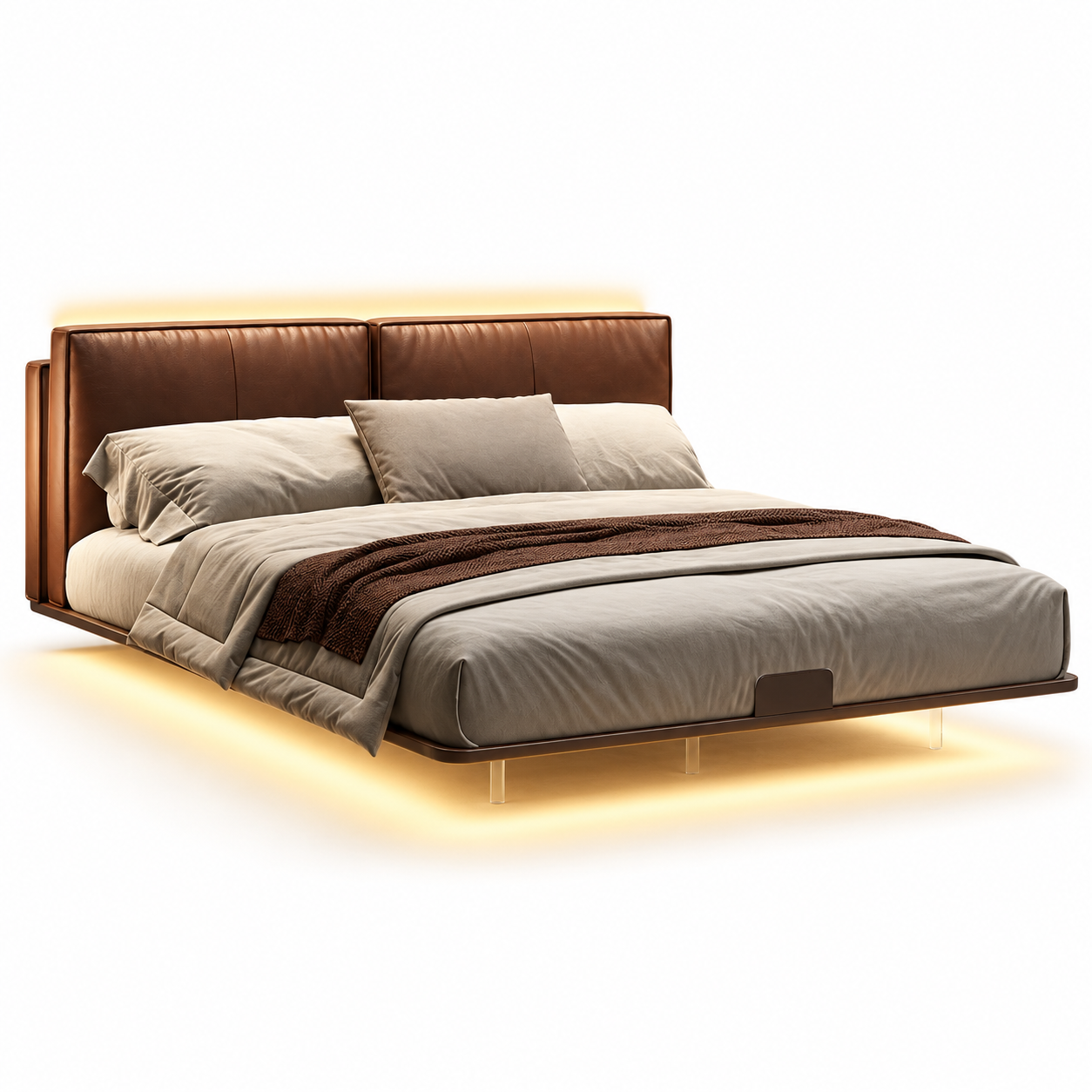 Novrisa Leather Floating Bed Frame (With LED)