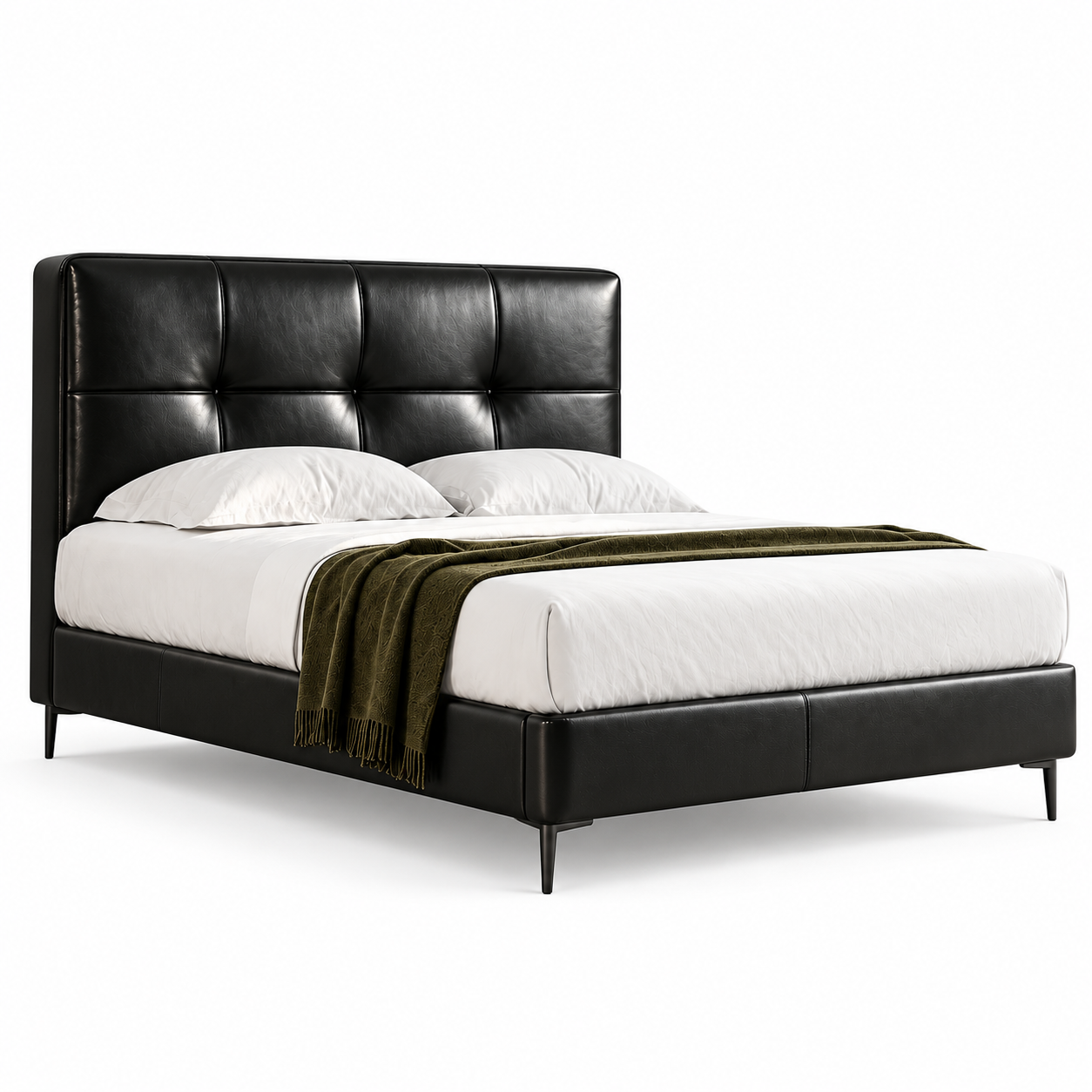 Cavrenzo Genuine Leather Bed Frame