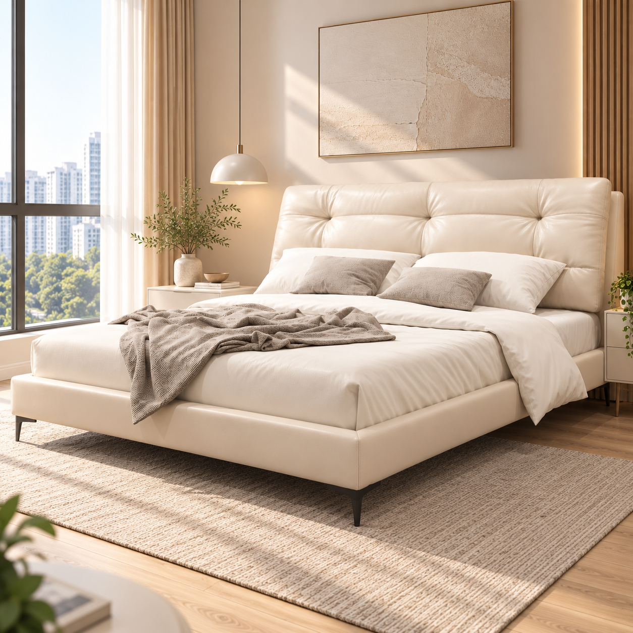 Lomvique Leather Bed Frame