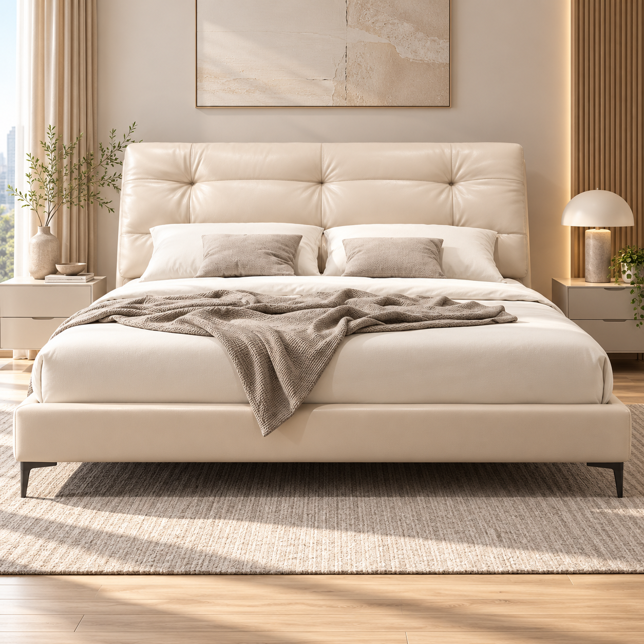 Lomvique Leather Bed Frame