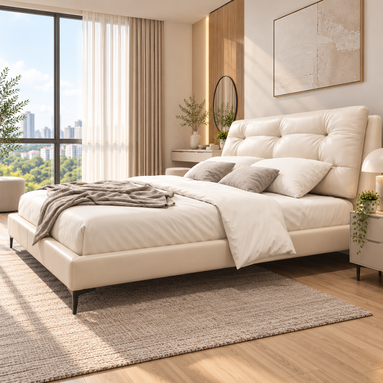 Lomvique Leather Bed Frame