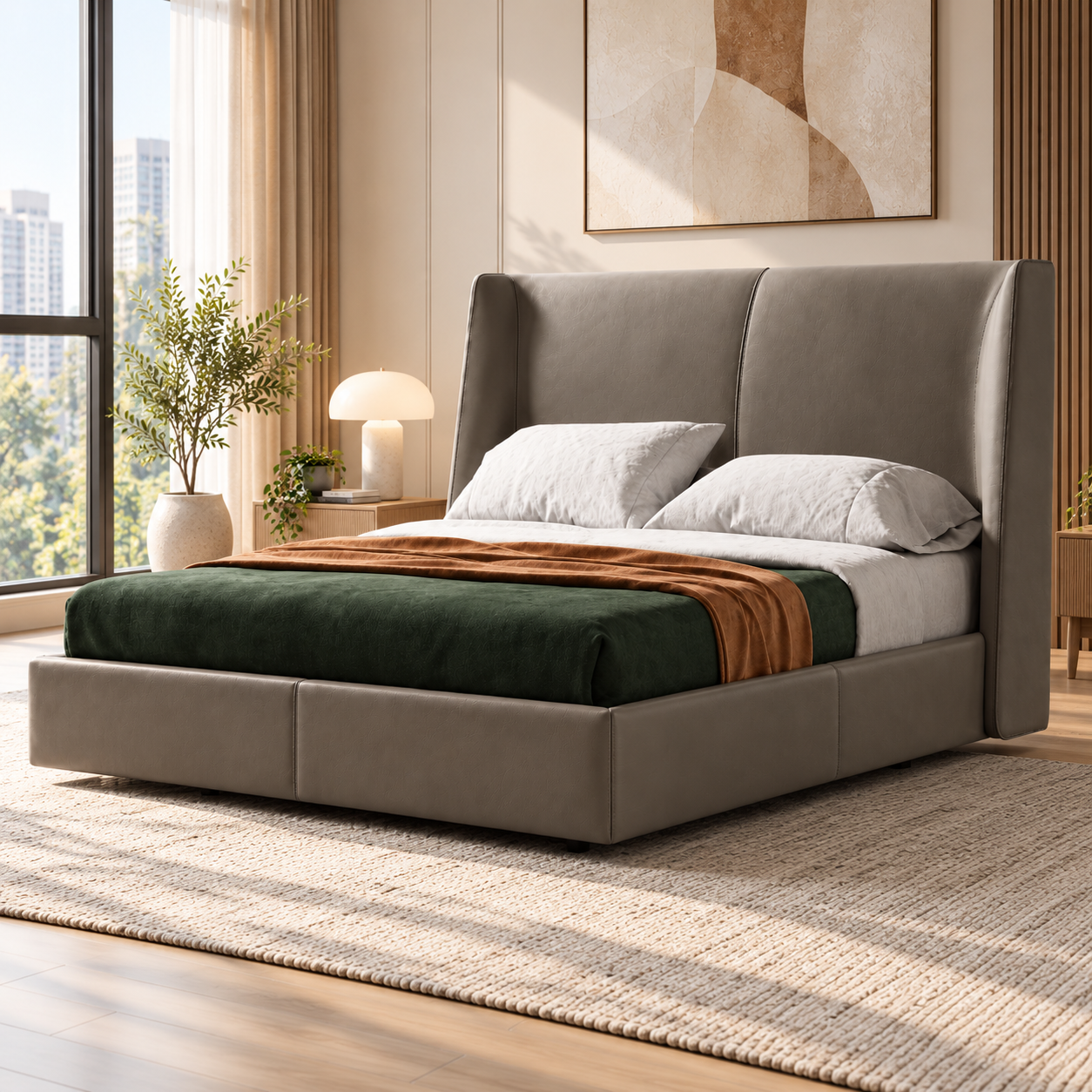 Vezrano Faux Leather Bed Frame