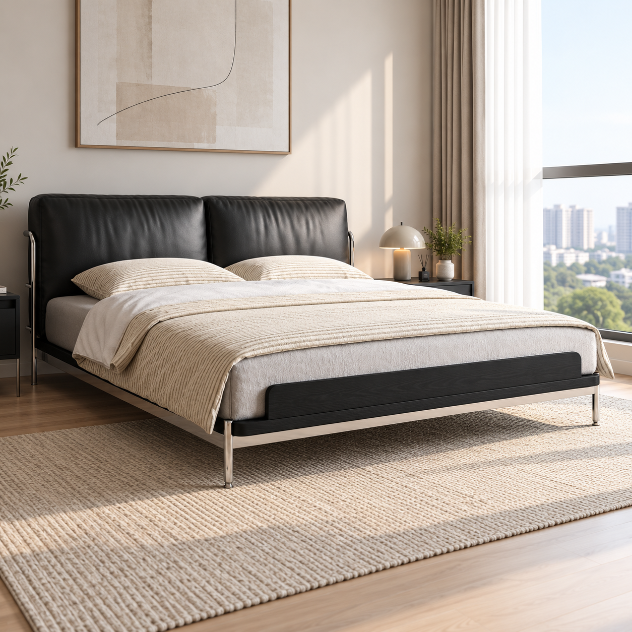 Zelmaro Leather Bed Frame