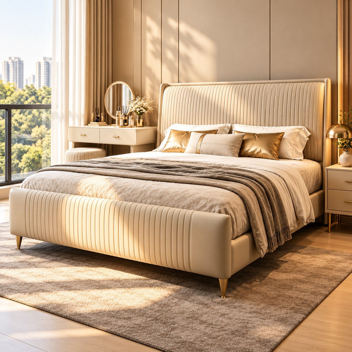 Trevonna Leather Bed Frame