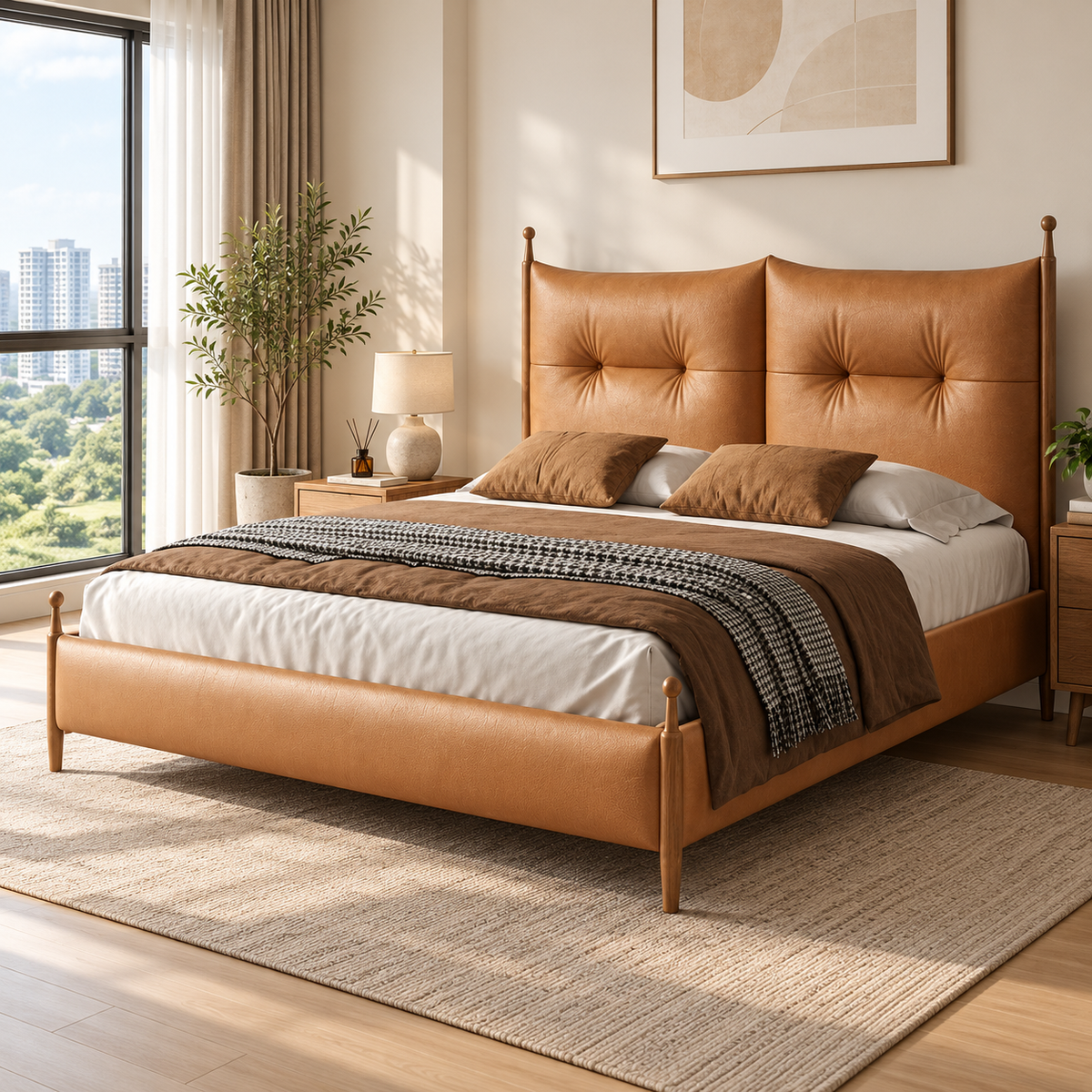 Cavonira Leather Bed Frame