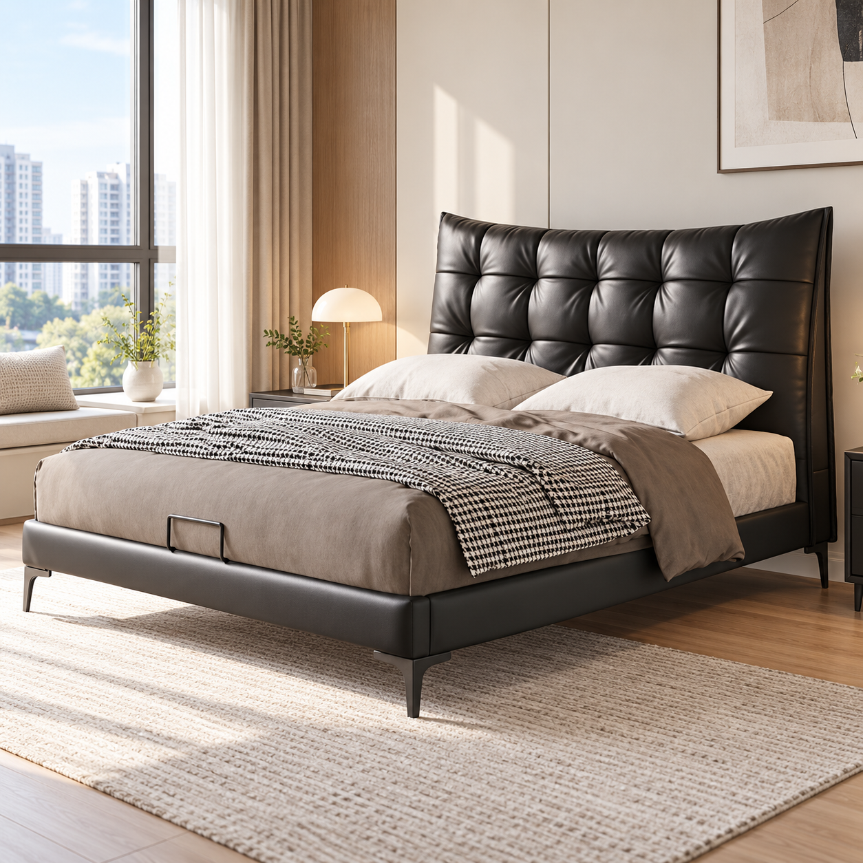 Yverelle Leather Bed Frame