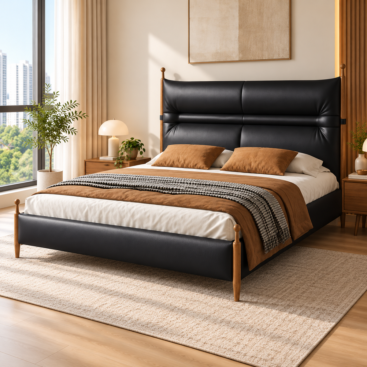 Saldovian Leather Bed Frame