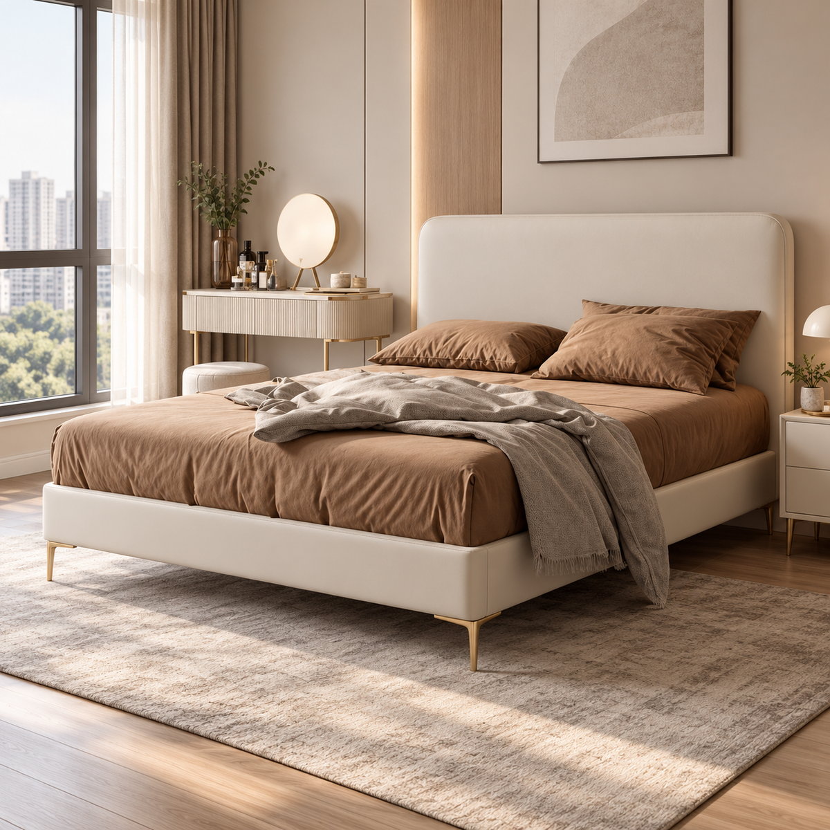 Menvira Leather Bed Frame