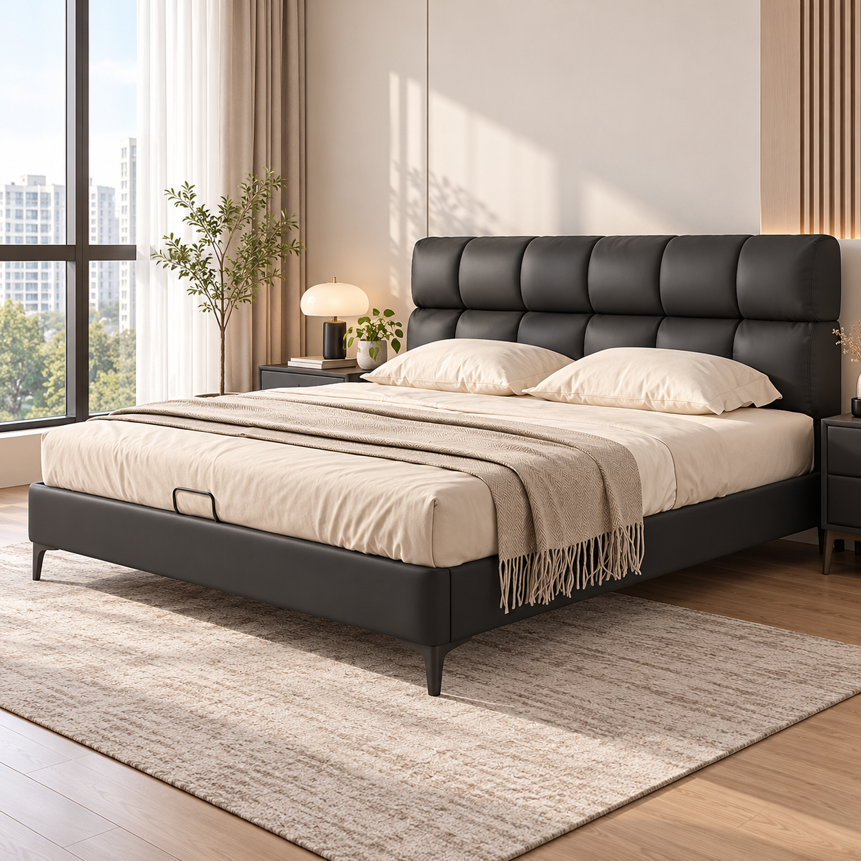 Larzella Leather Bed Frame