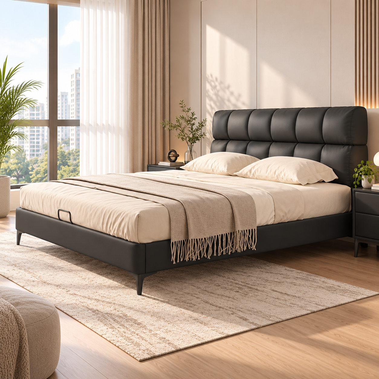 Larzella Leather Bed Frame