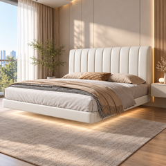 Mirzento Leather Floating Bed Frame (With LED)