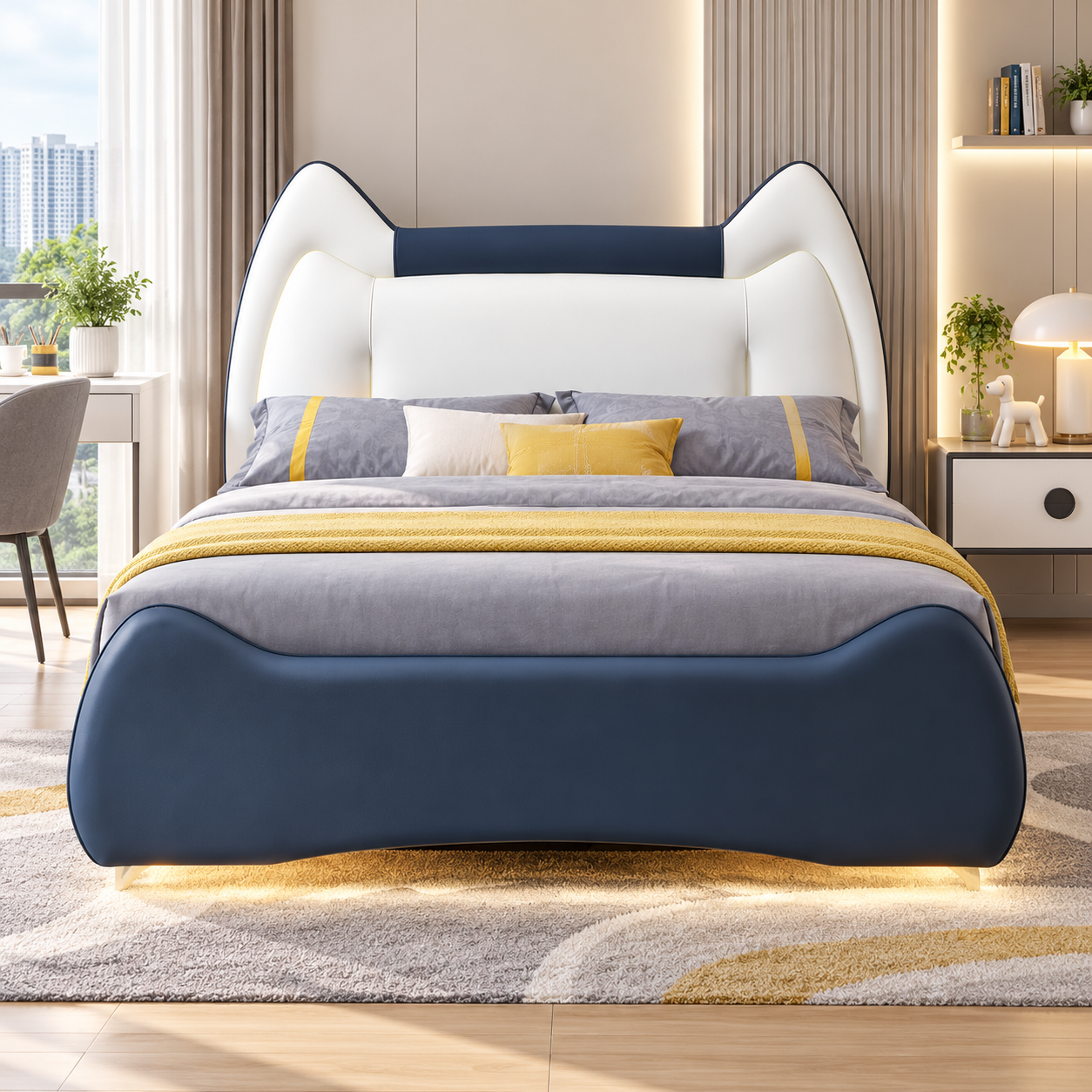 Ferdovian Leather Floating Bed Frame (With LED)