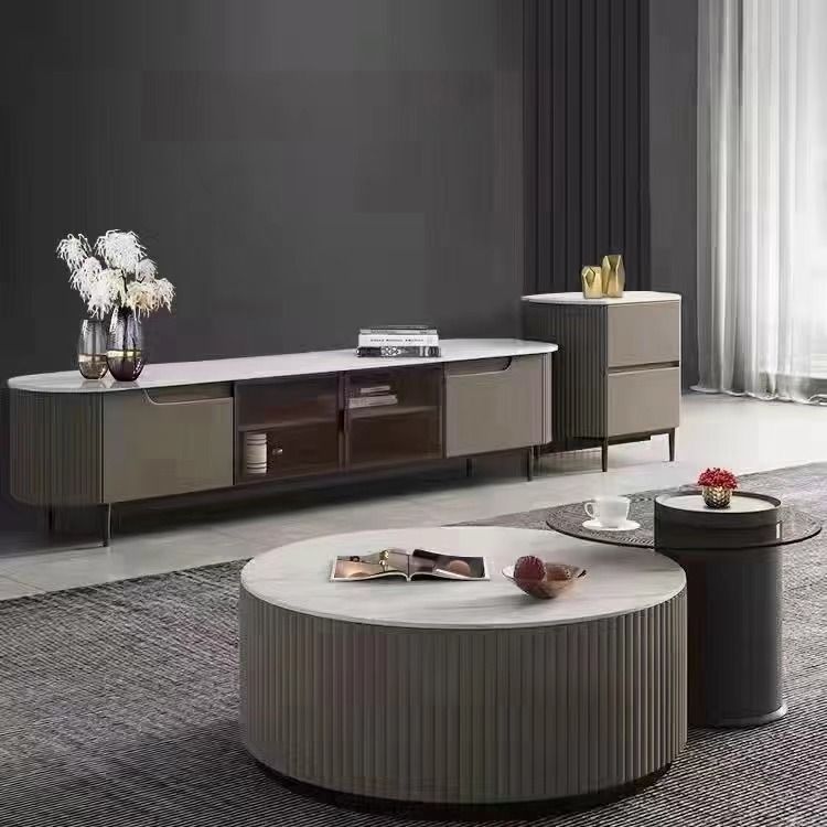 Saffron Glossy Sintered Stone Nesting Coffee Table