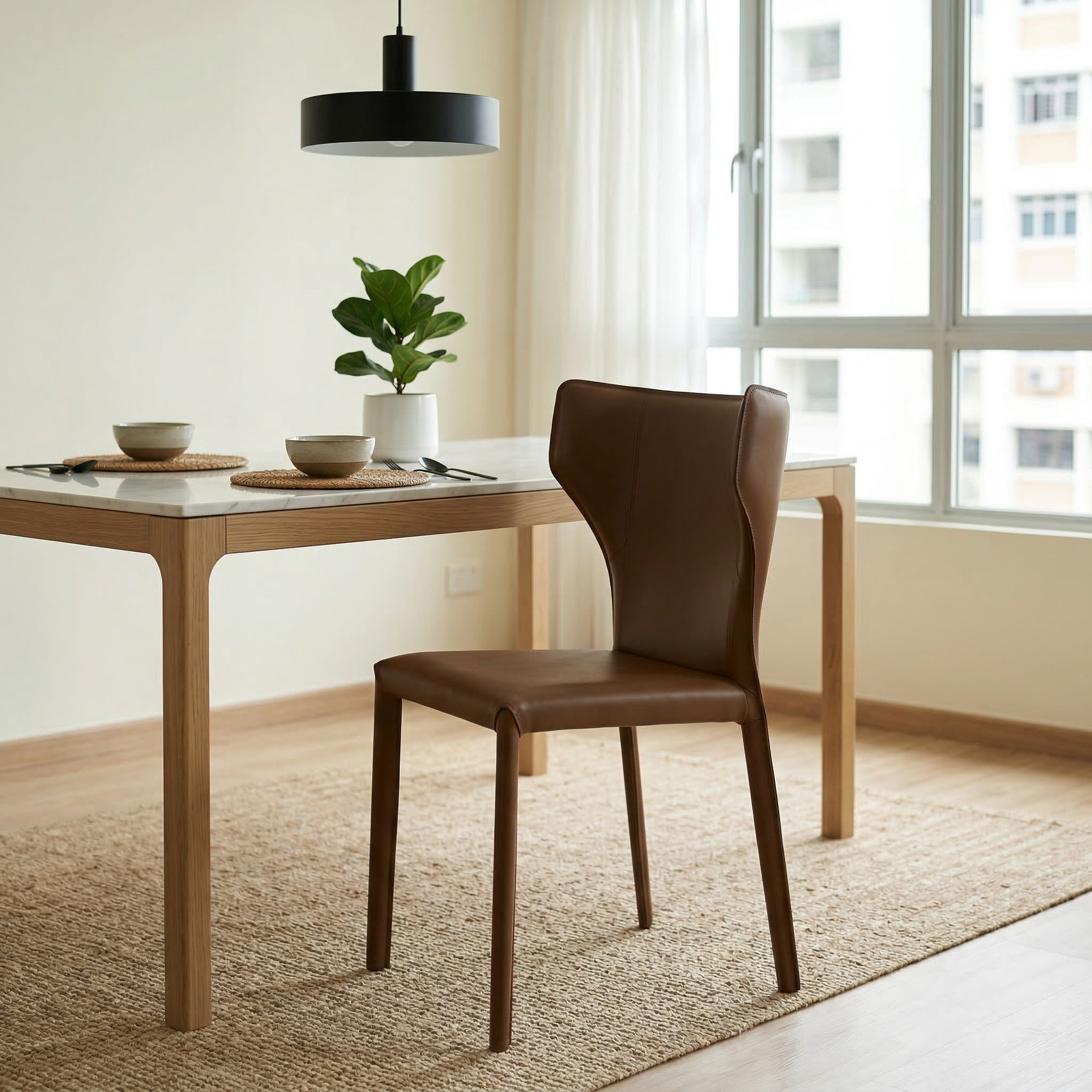 Delfin Genuine Leather Dining Chair