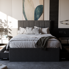 Snova Grey Fabric Drawer Bed (Water Repellent)