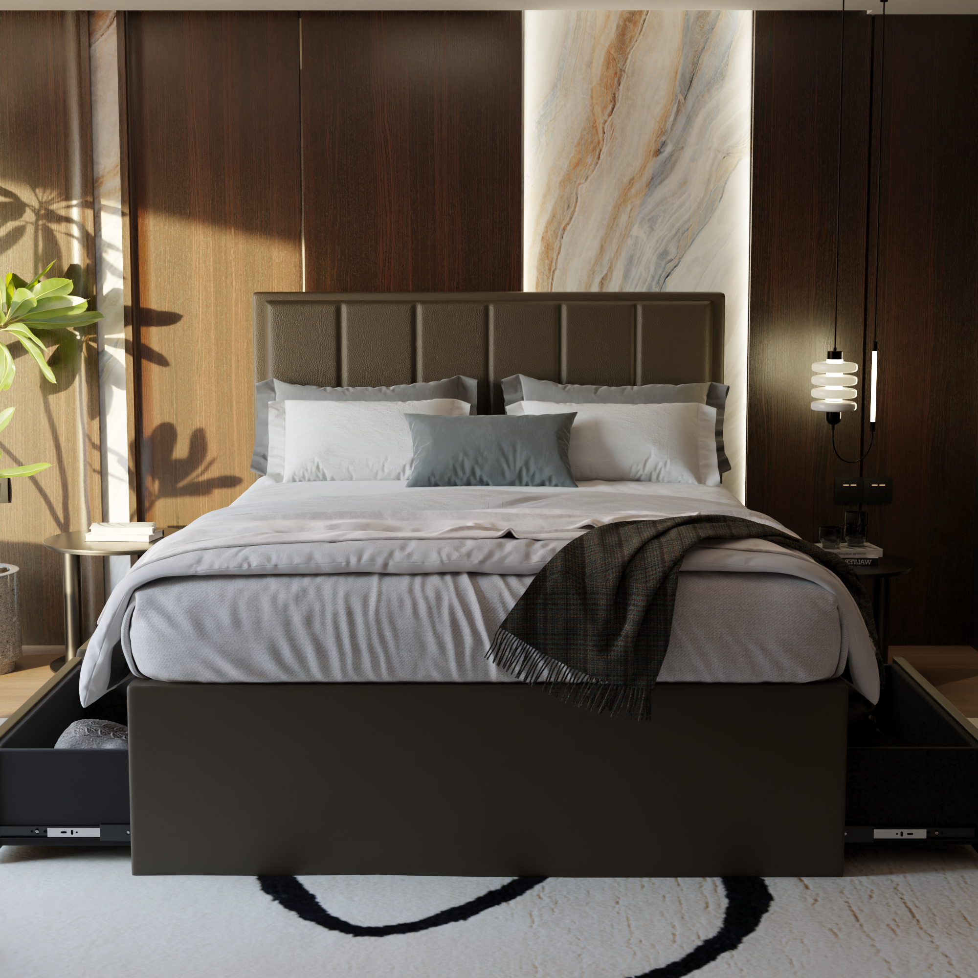 Snova Faux Leather Drawer Bed Frame
