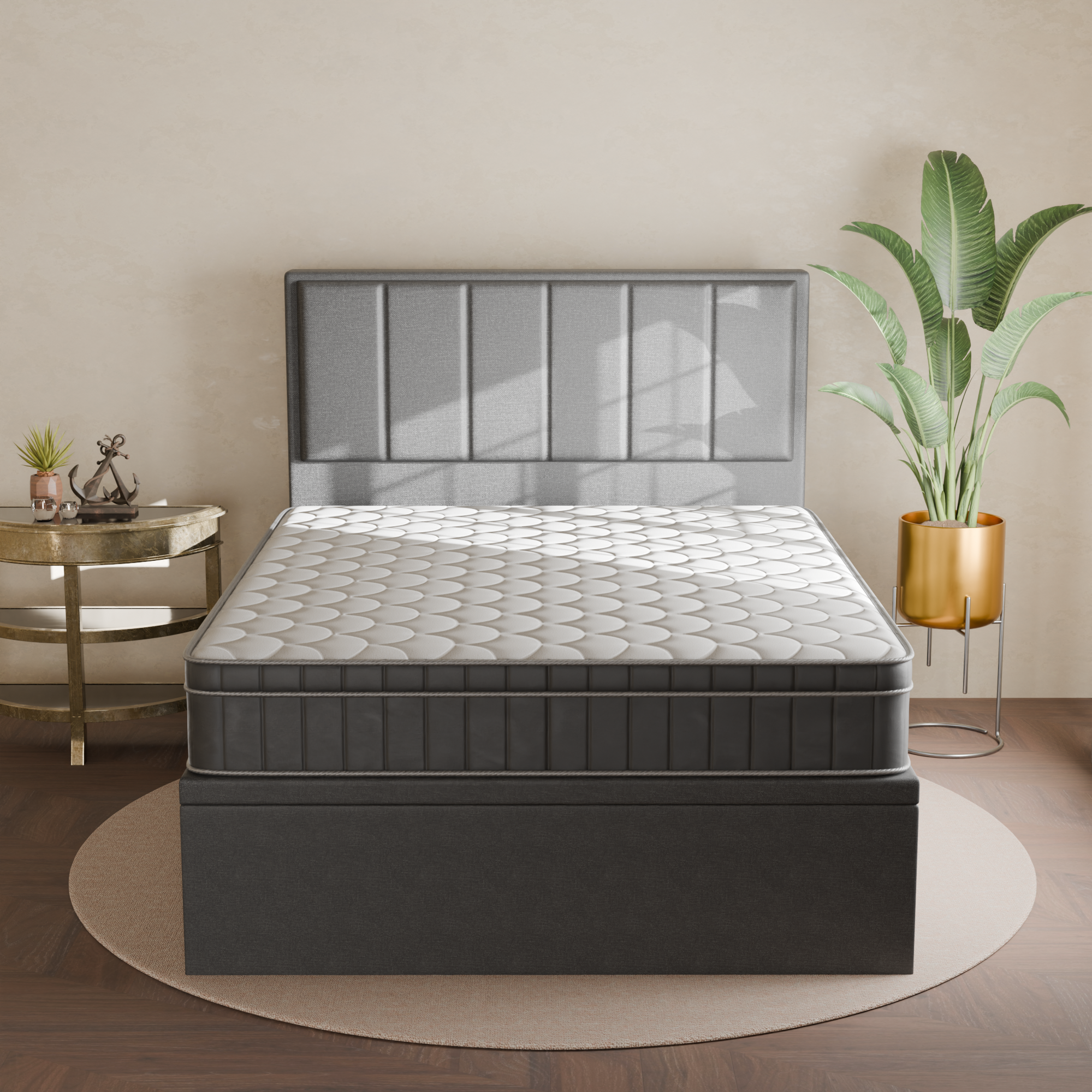 Snova Fabric Storage Bed Frame + Good Dream Mattress