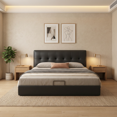 Geron Genuine Leather Bed Frame