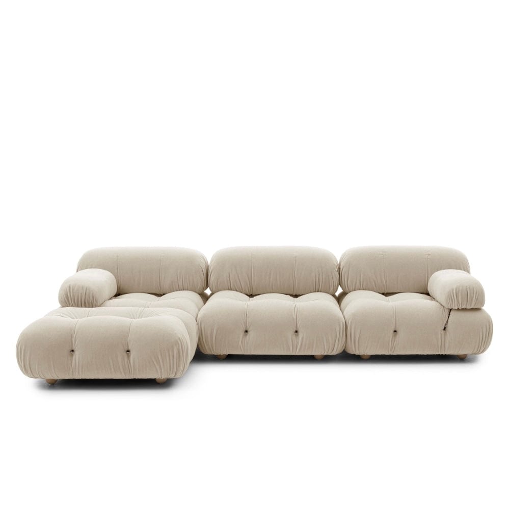 Fabiana Velvet Fabric Sectional Sofa in Cream