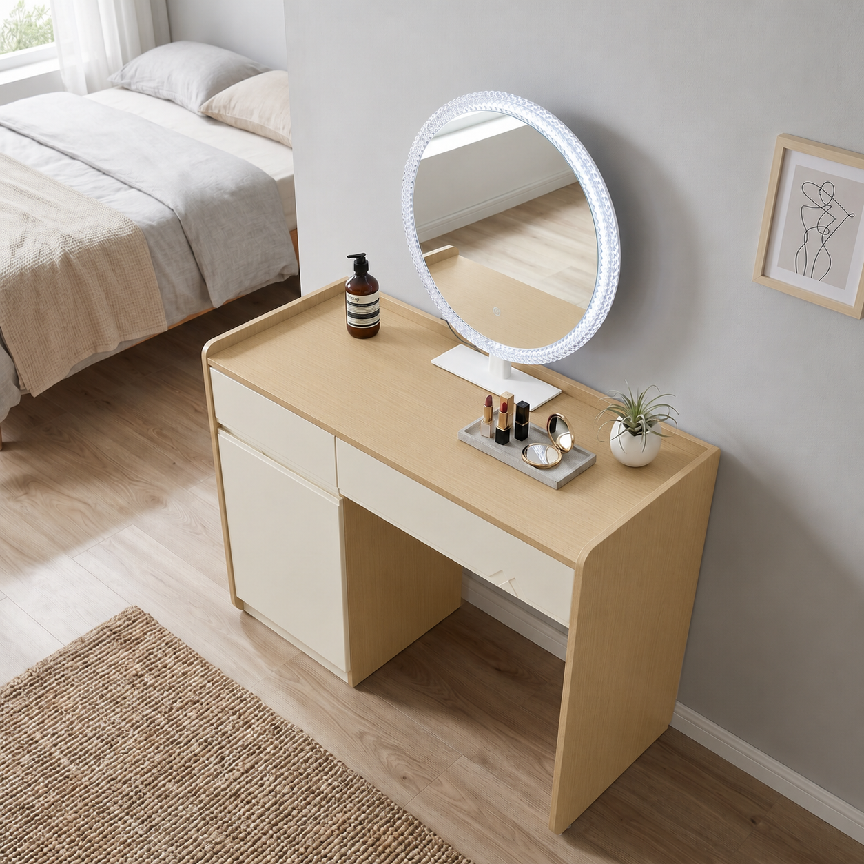 Wavello Dressing Table with Mirror