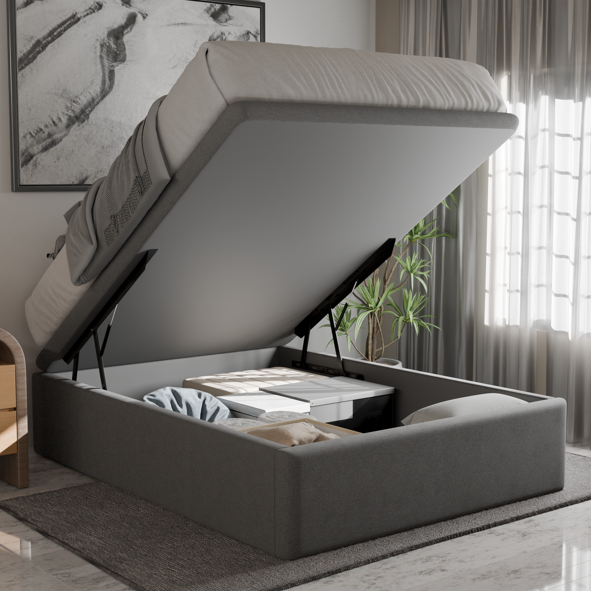 Maelis Fabric Storage Bed Frame