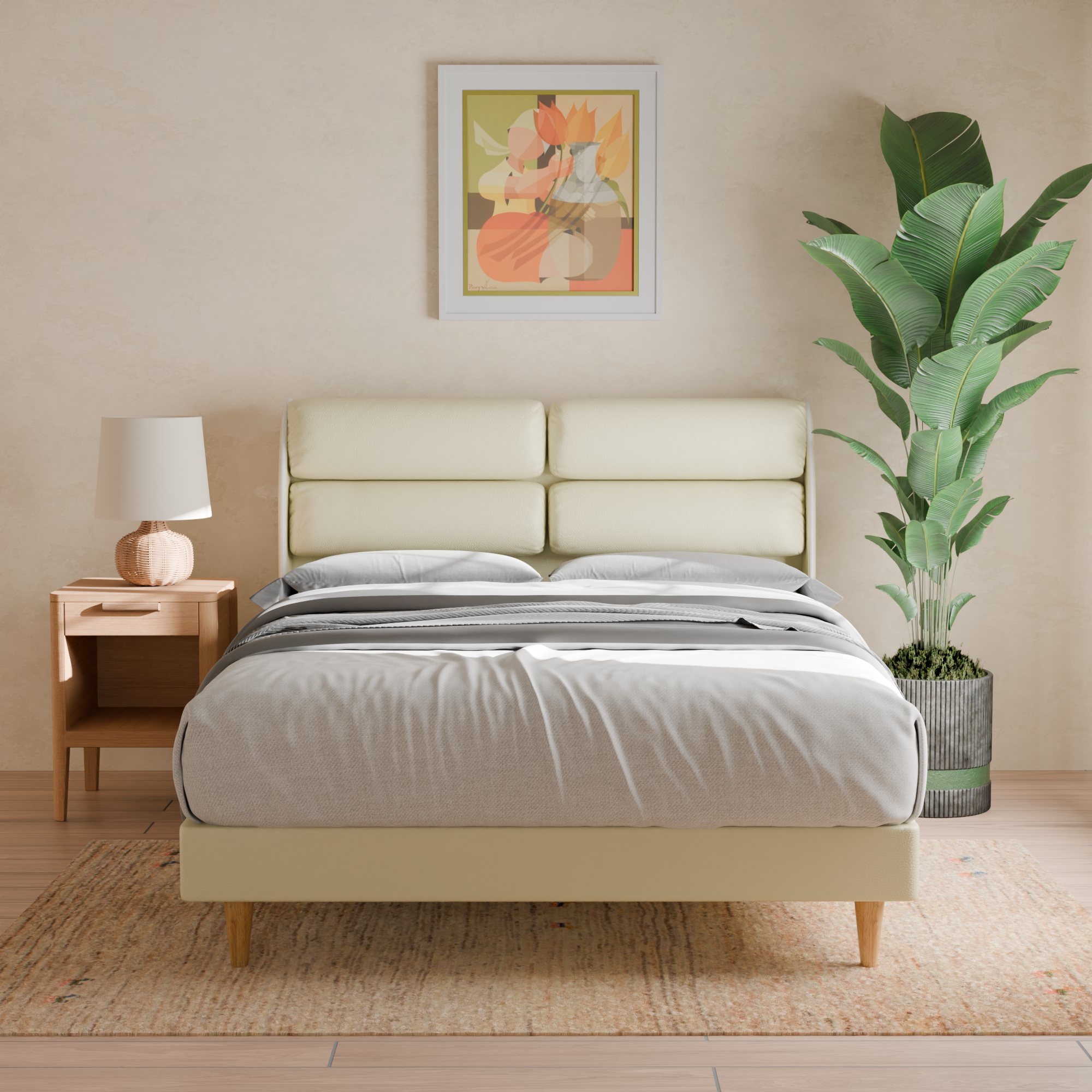 Zyler Faux Leather Bed Frame