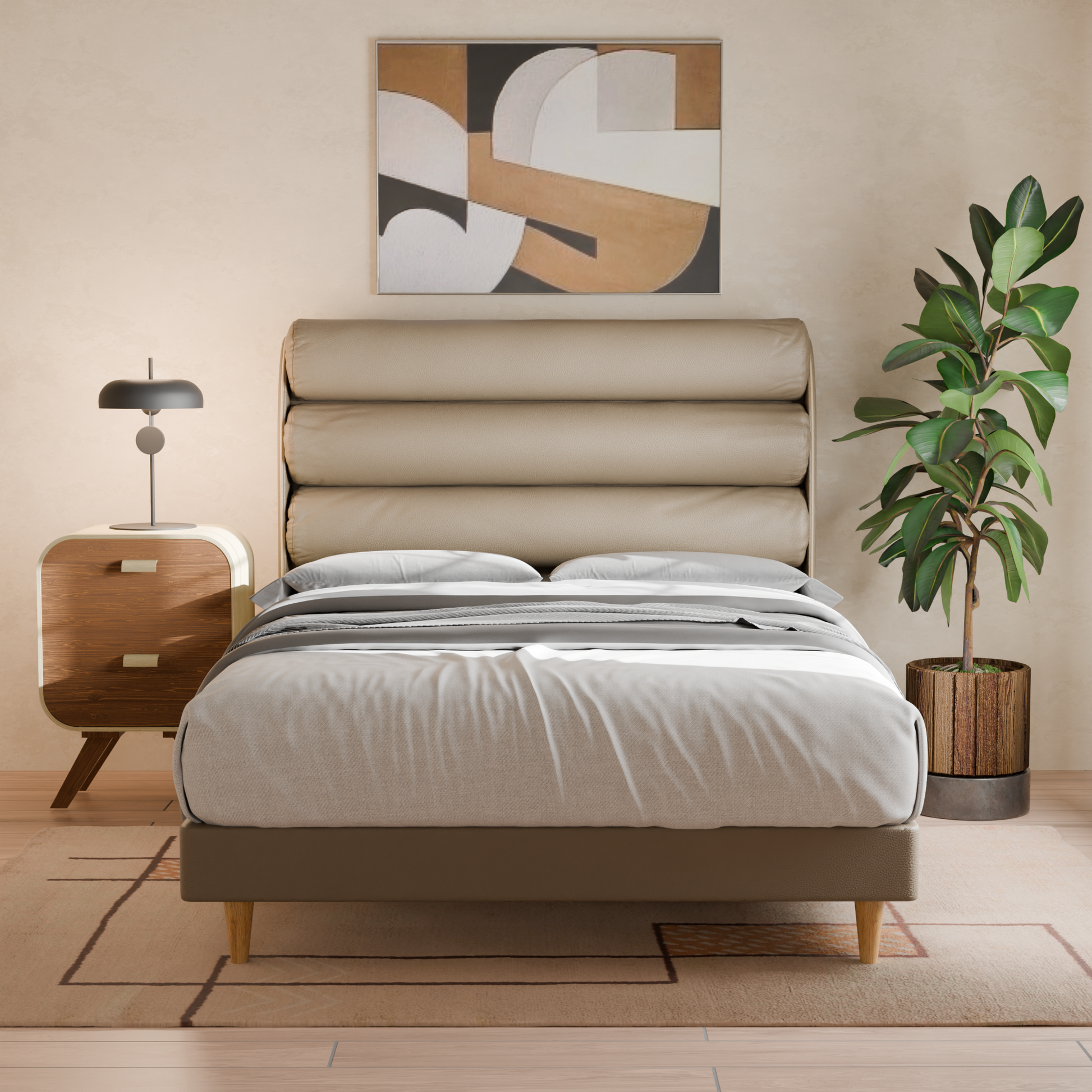 Jovian Faux Leather Bed Frame