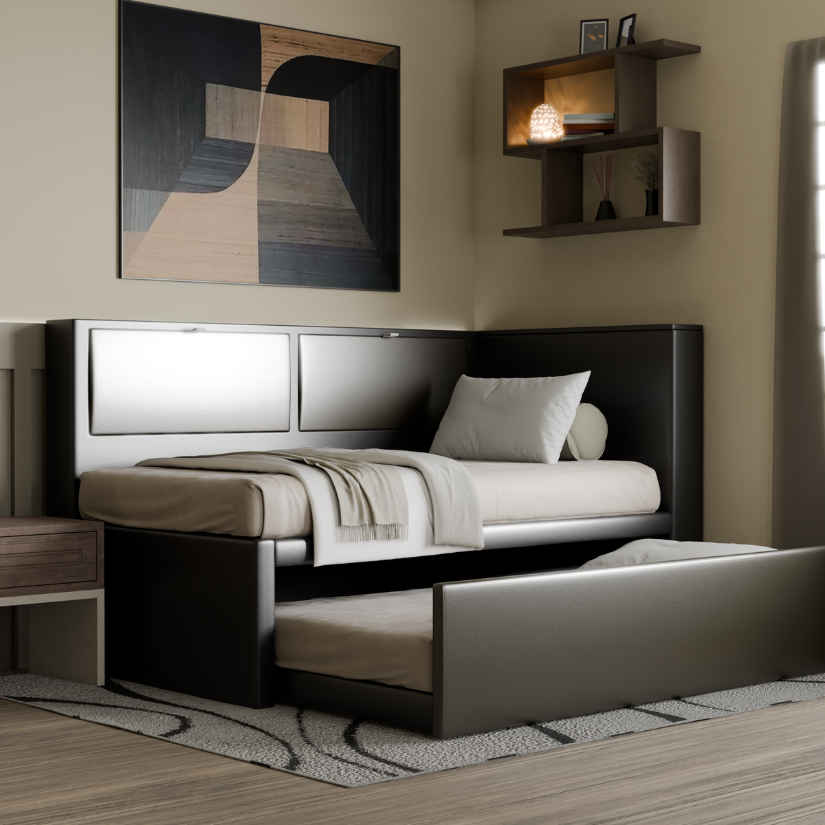 Mervin 5-in-1 Pull-Out Bed Frame with Storage