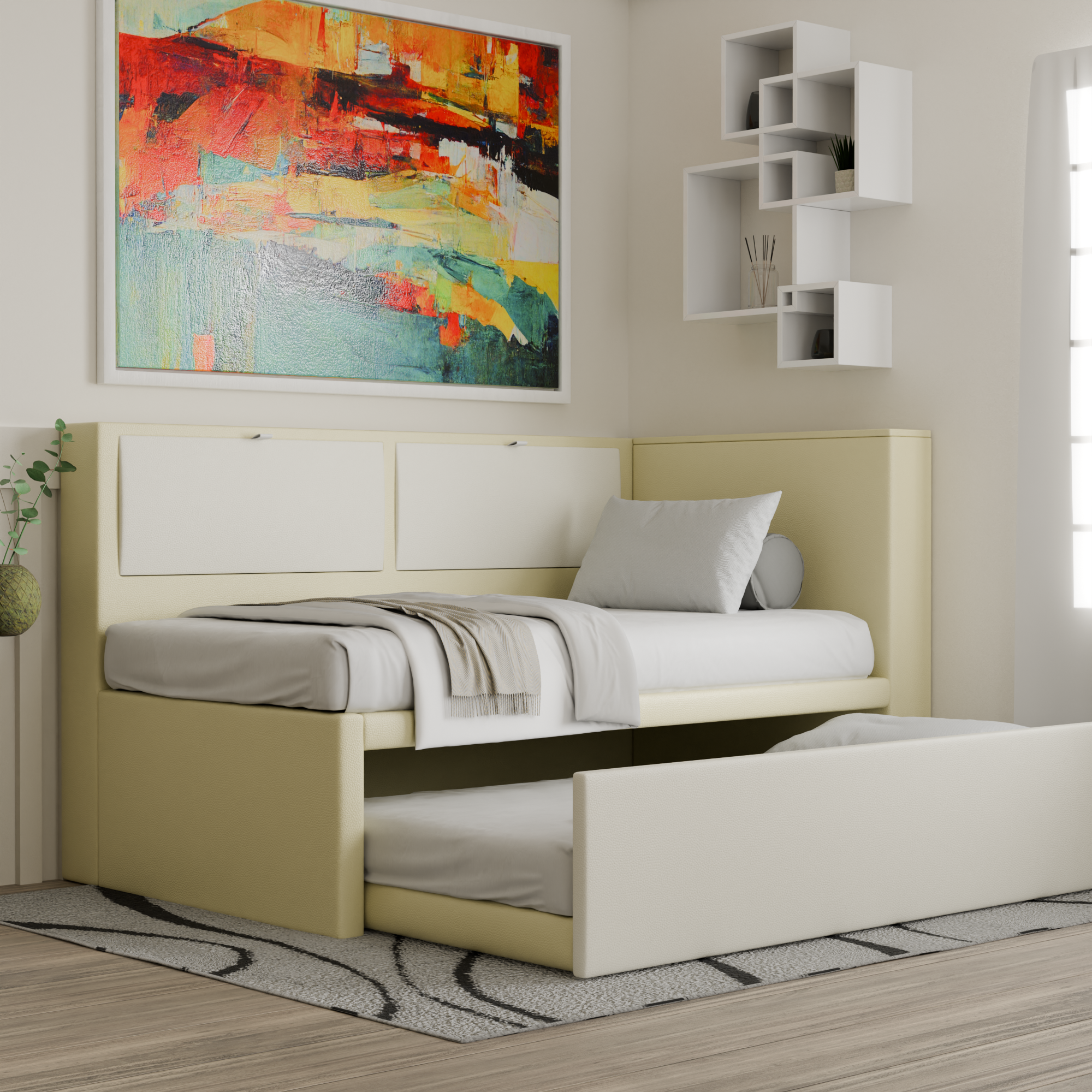 Mervin 5-in-1 Pull-Out Bed Frame with Storage