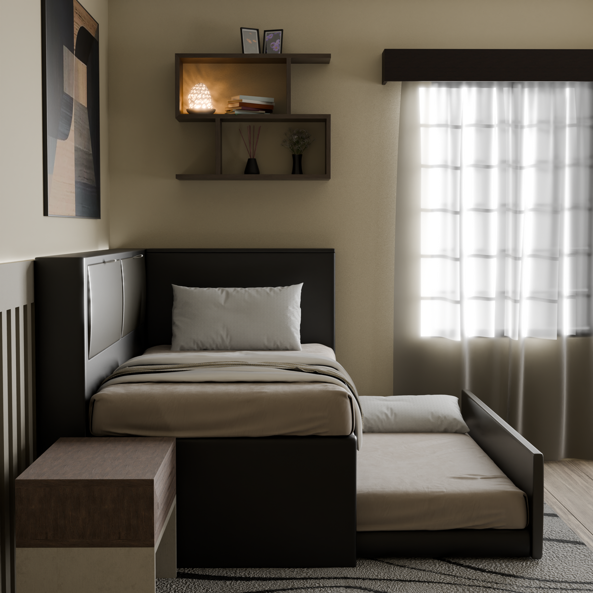 Mervin 5-in-1 Pull-Out Bed Frame with Storage
