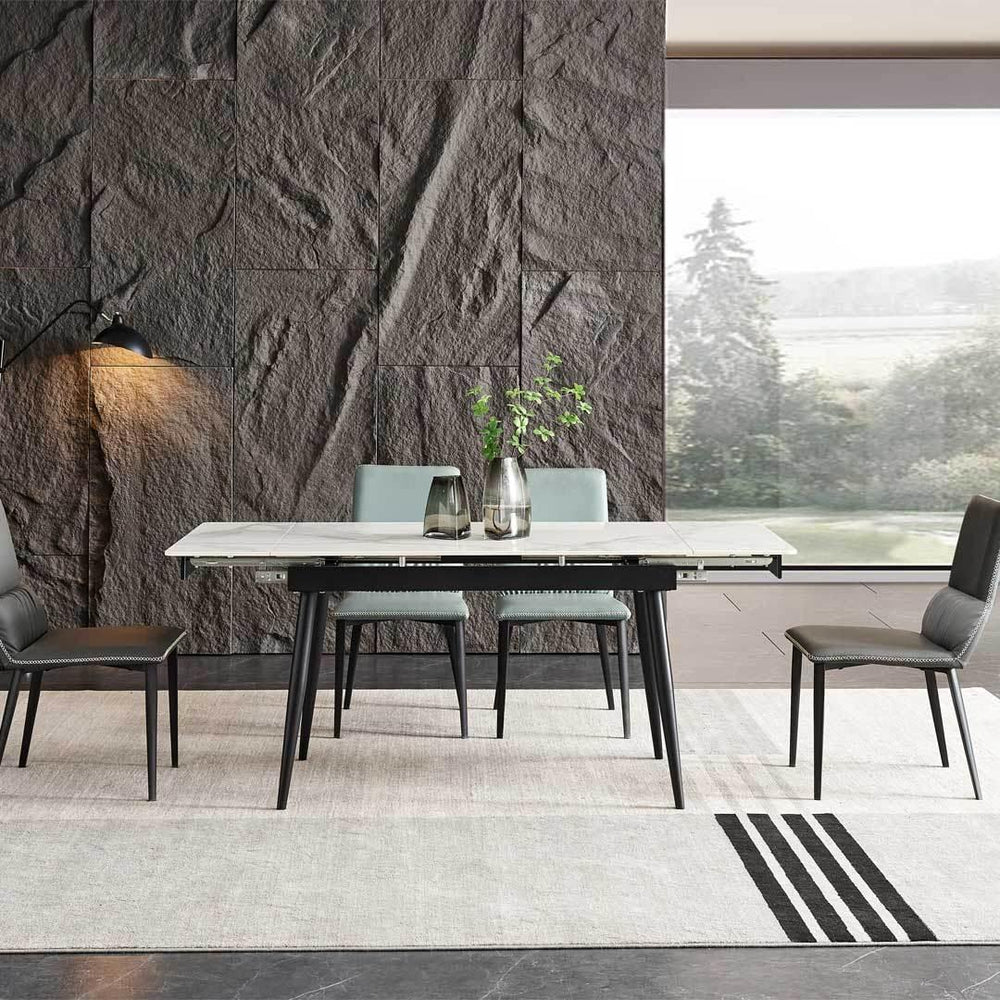 Agnello Glossy Sintered Stone Extendable Dining Table - Maxi Home Furnishing