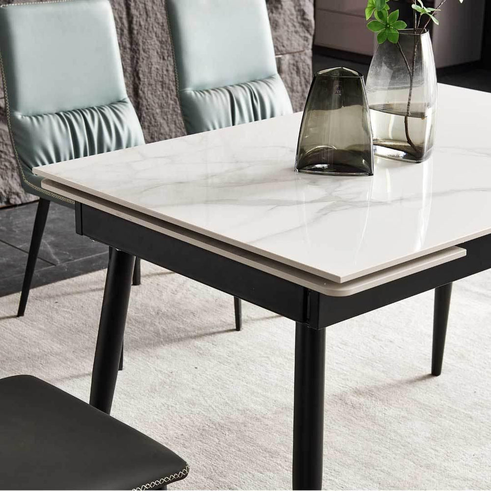 Agnello Glossy Sintered Stone Extendable Dining Table - Maxi Home Furnishing
