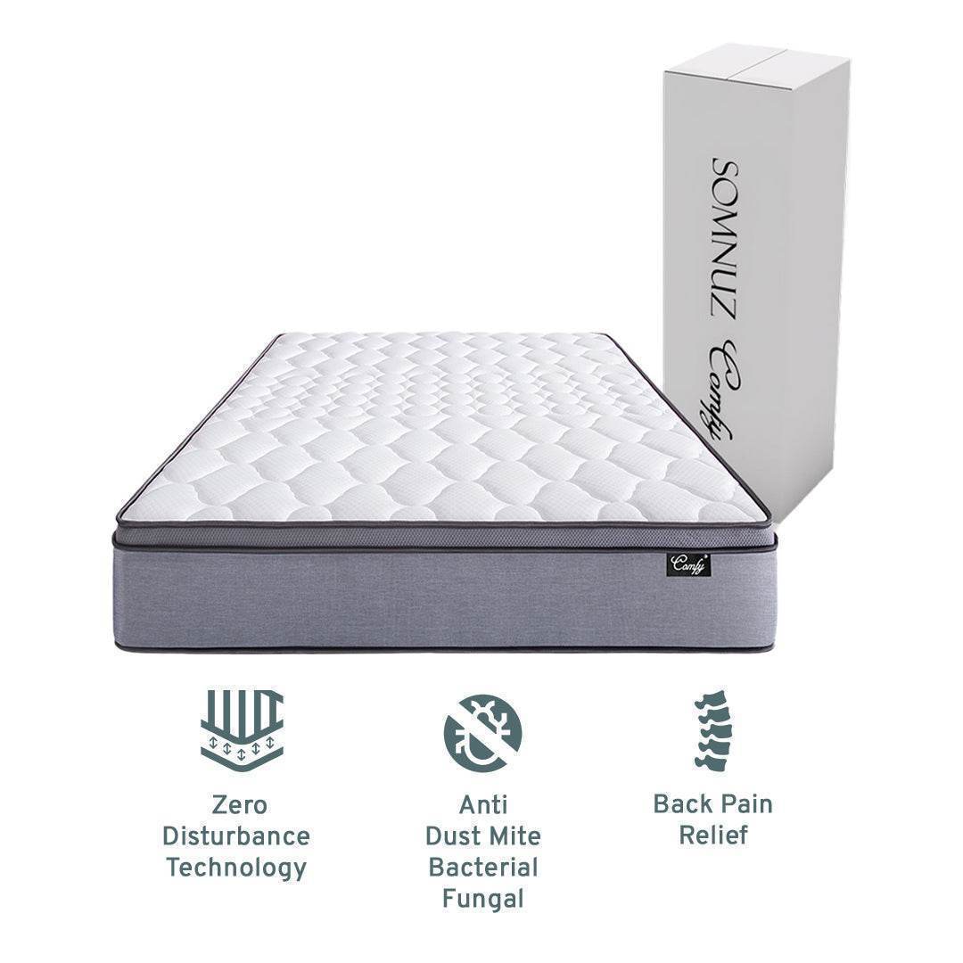 Snova Brown Faux Leather Storage Bed + Somnuz® Comfy 10" Individual Pocketed Spring Mattress