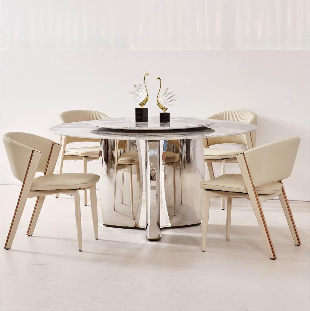 Leo Sintered Stone Round Dining Table - Maxi Home Furnishing