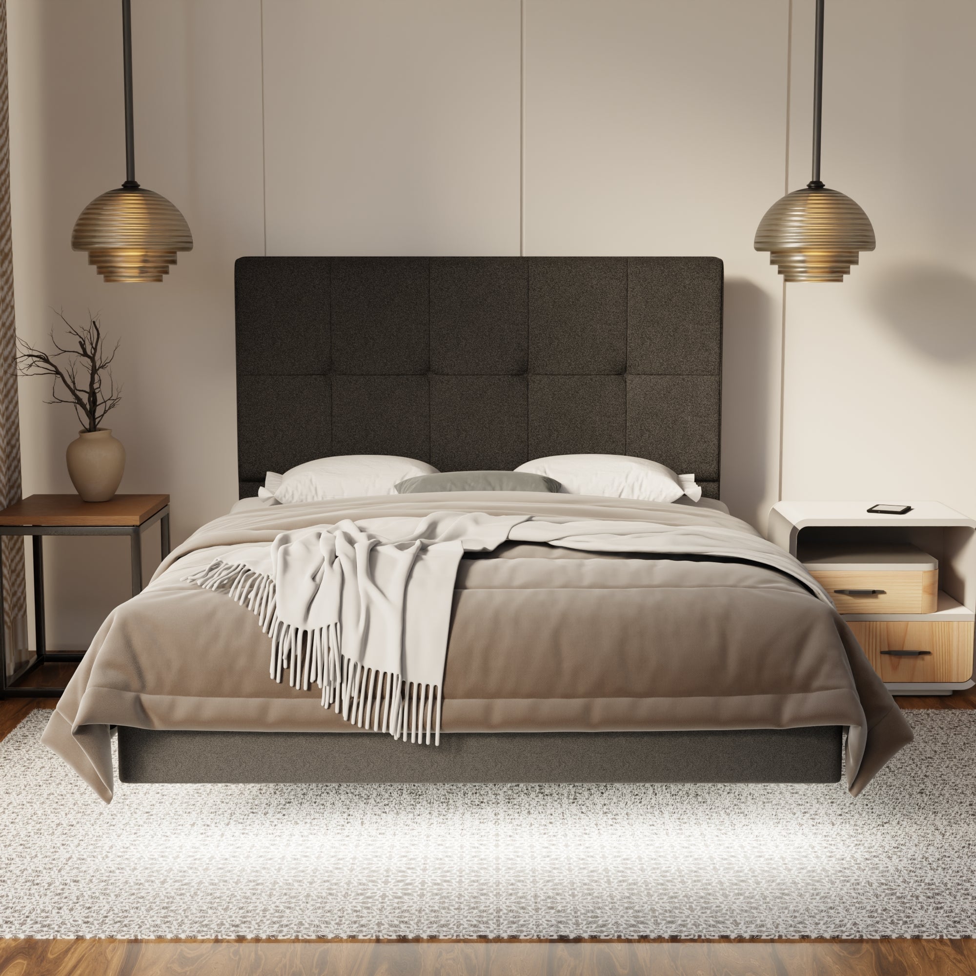 Marlowe Fabric Floating Bed Frame (Water Repellent, Pet Friendly & LED) By Somnuz