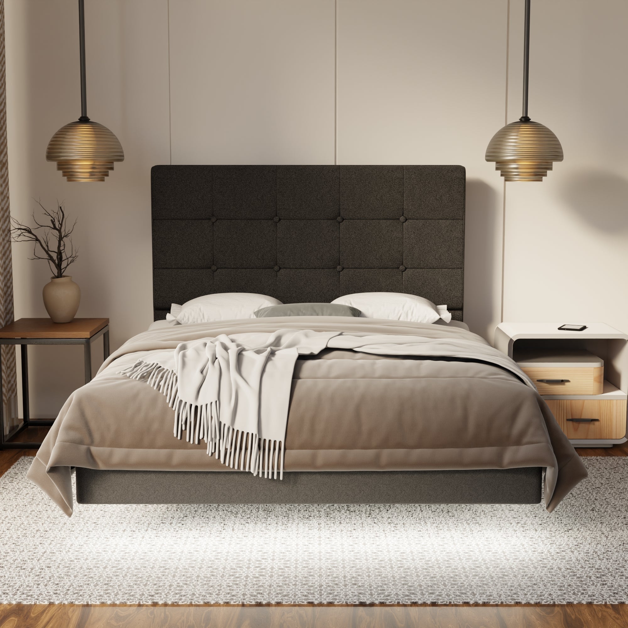 Theron Fabric Floating Bed Frame (Water Repellent, Pet Friendly & LED) By Somnuz