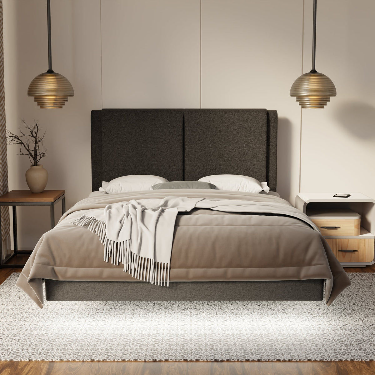 Vance Fabric Floating Bed Frame (Water Repellent, Pet Friendly & LED) By Somnuz