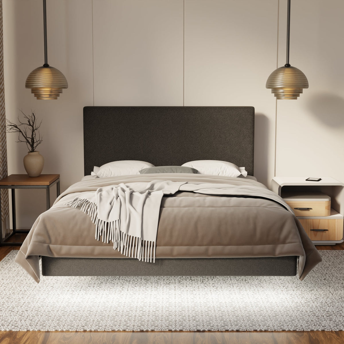 Kira Fabric Floating Bed Frame (Water Repellent, Pet Friendly & LED) By Somnuz