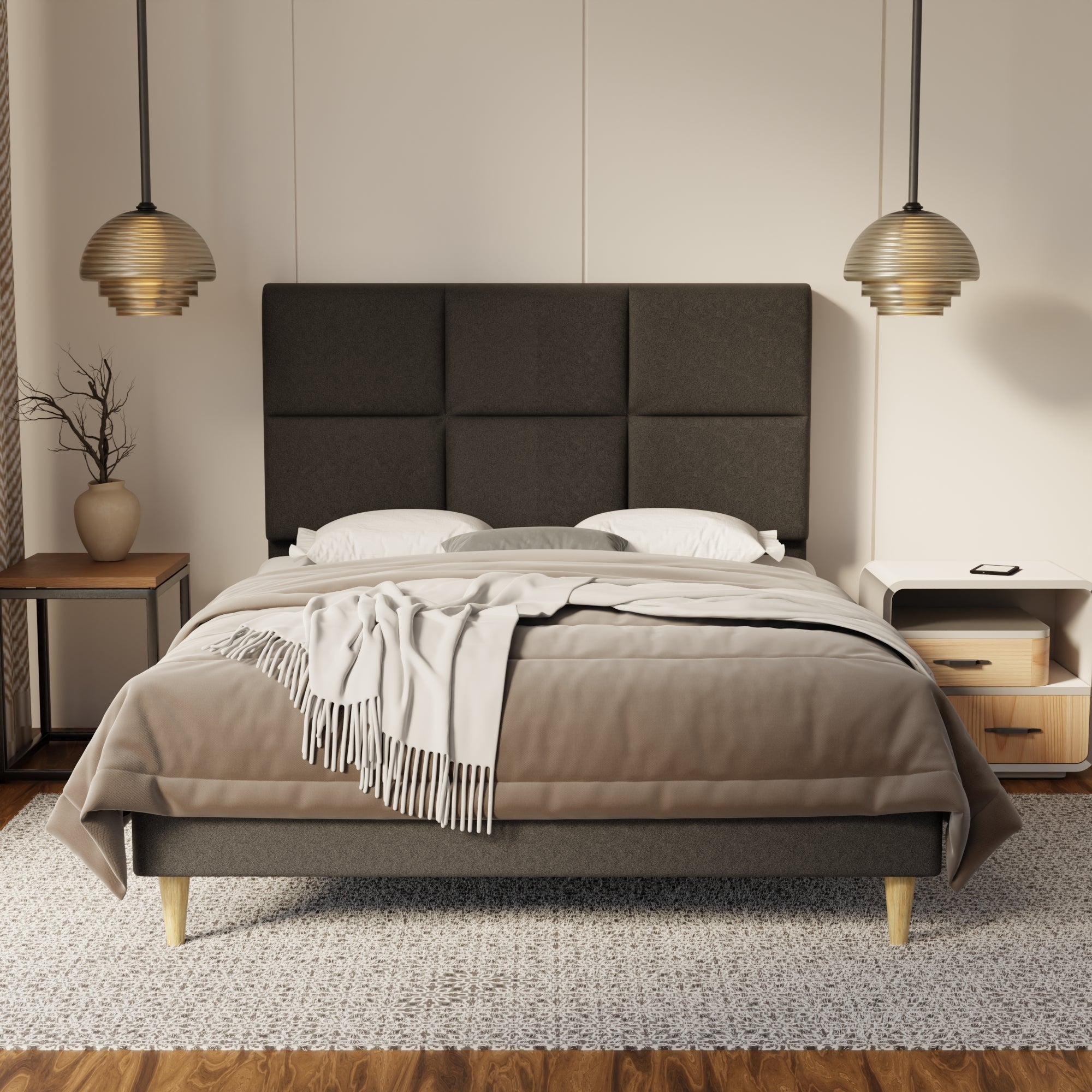 Caspian Fabric Bed Frame (Water Repellent & Pet friendly) By Somnuz