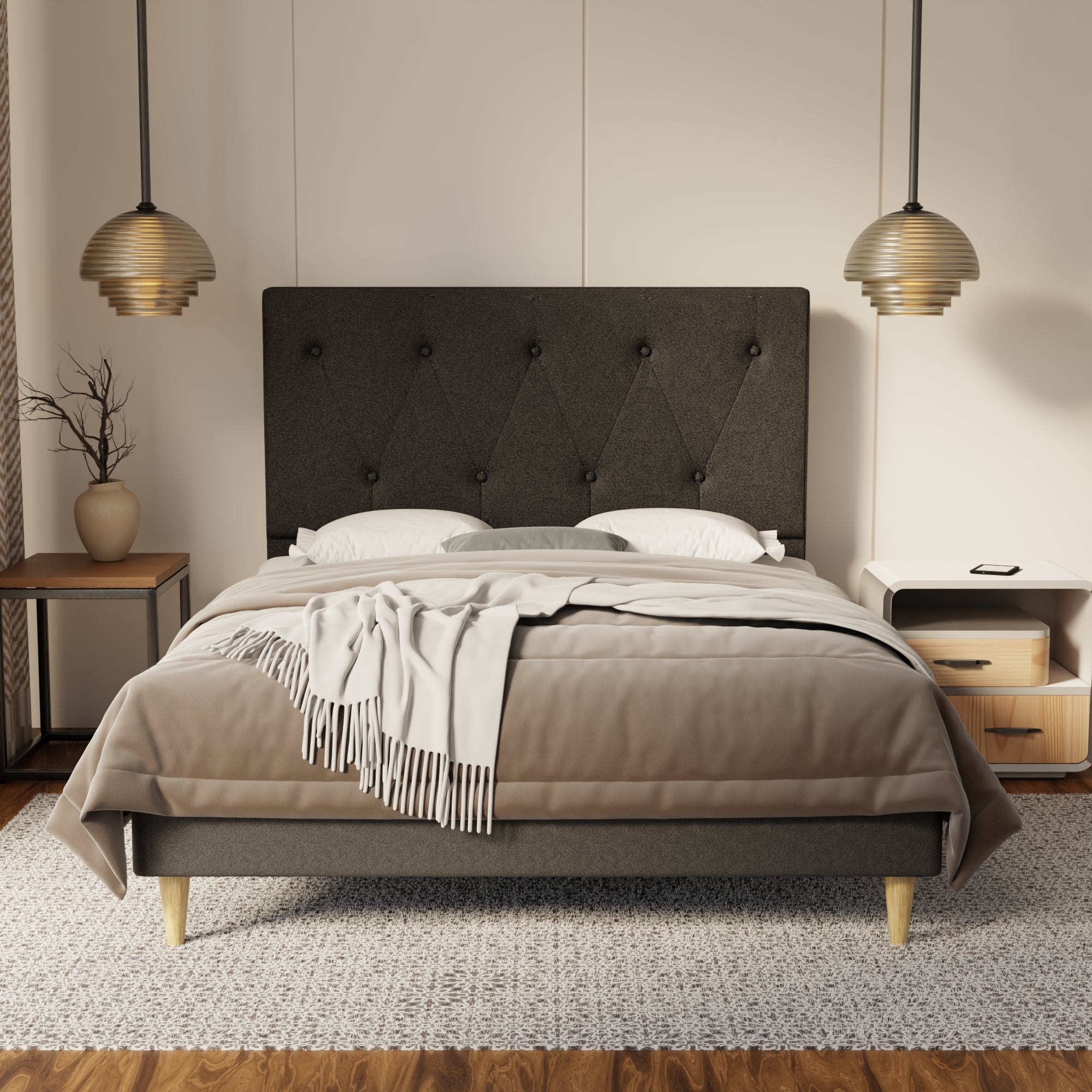 Valen Fabric Bed Frame (Water Repellent & Pet friendly) By Somnuz