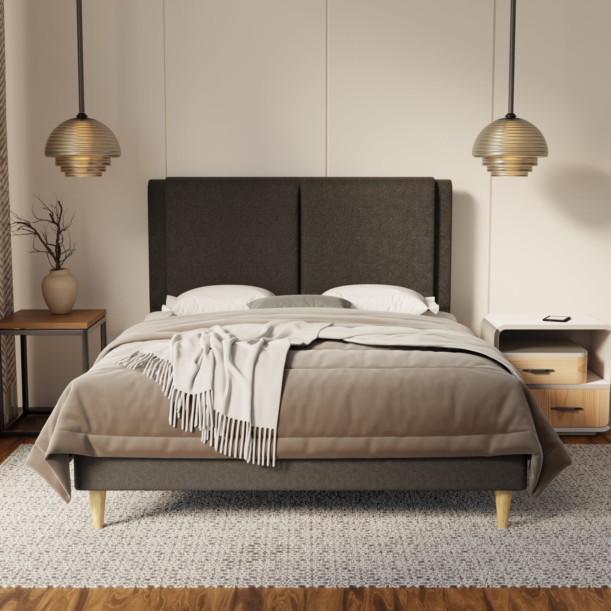 Vance Fabric Bed Frame (Water Repellent & Pet friendly) By Somnuz