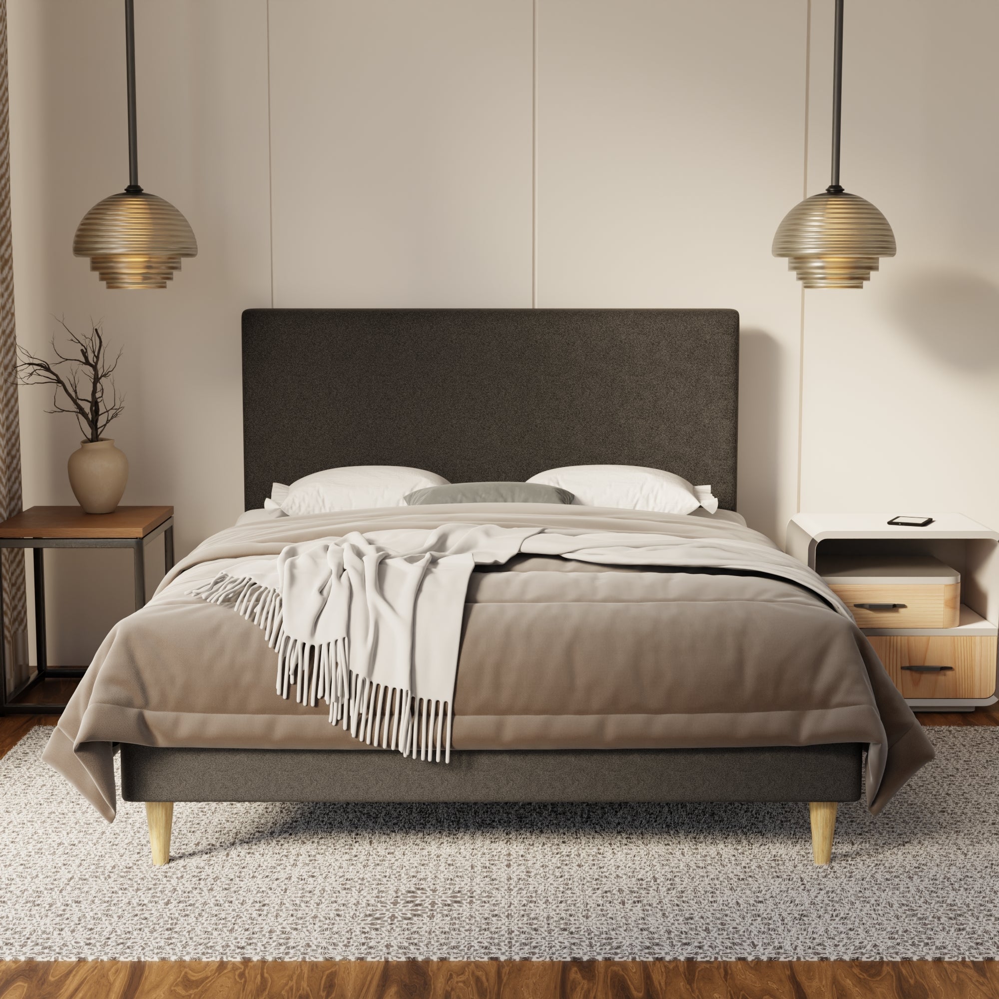 Kira Fabric Bed Frame (Water Repellent & Pet friendly) By Somnuz